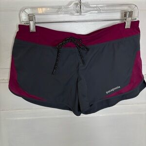 Patagonia Women's Athletic Shorts in Charcoal and Magenta